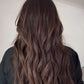 FEATHERLITE VIRGIN BROWN TOPPER WITH SUBTLE CARAMEL BALAYAGE