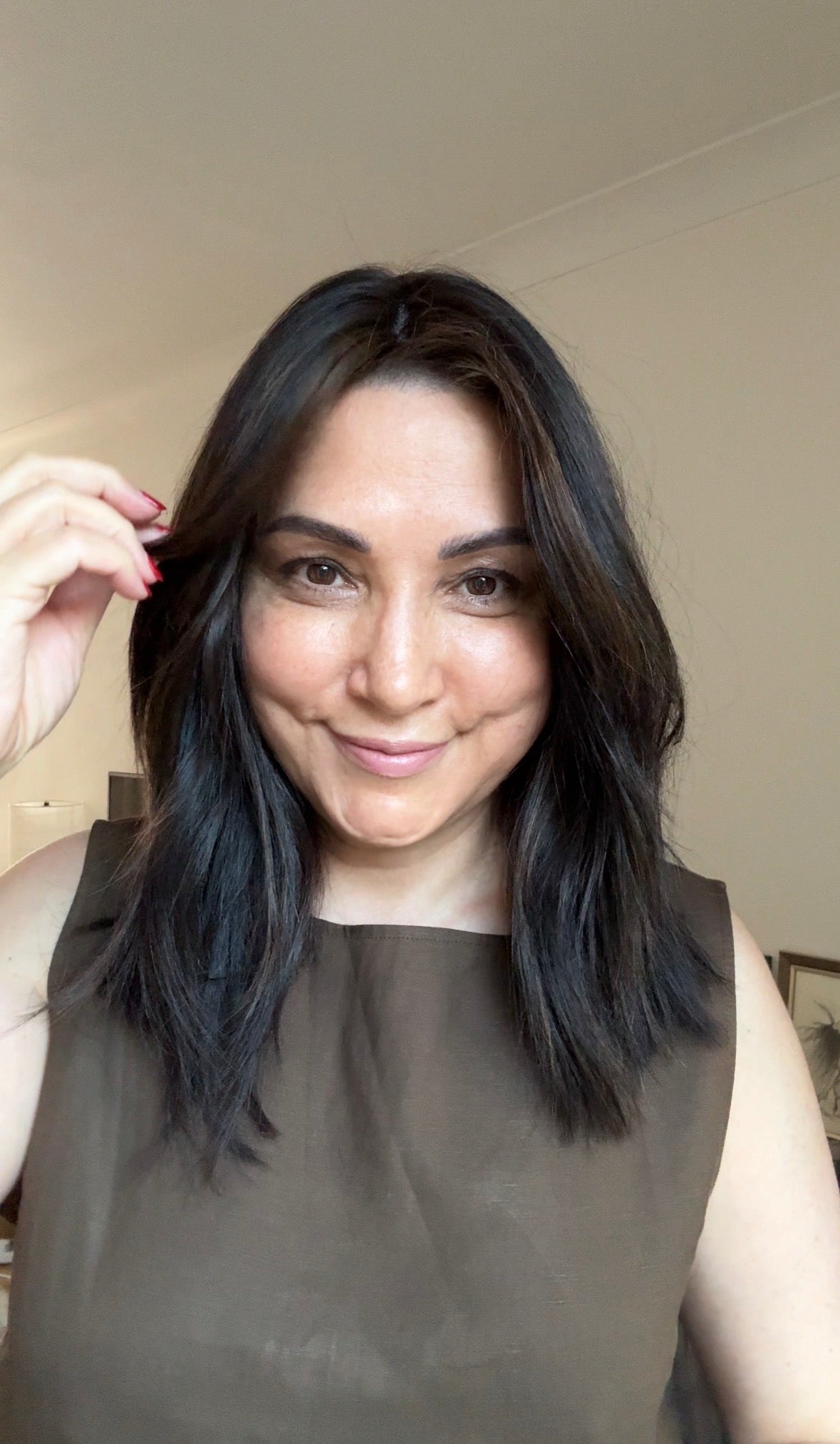 VIRGIN BASE DARK BROWN TOPPER WITH SOFT CARAMEL BALAYAGE