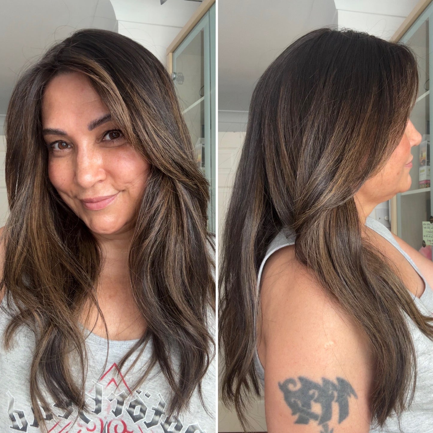 DARK BEOWN/SOFT BLACK VIRGIN TOPPER WITH ASHY RIBBON BALAYAGE