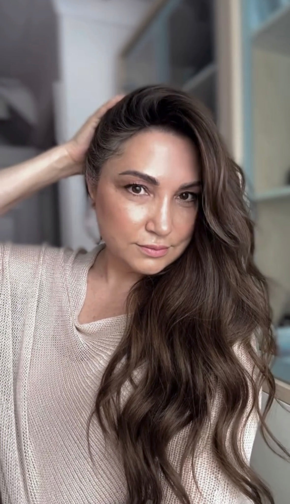 LIGHT BROWN TOPPER WITH SOFT SUBTLE CARAMEL BALAYAGE