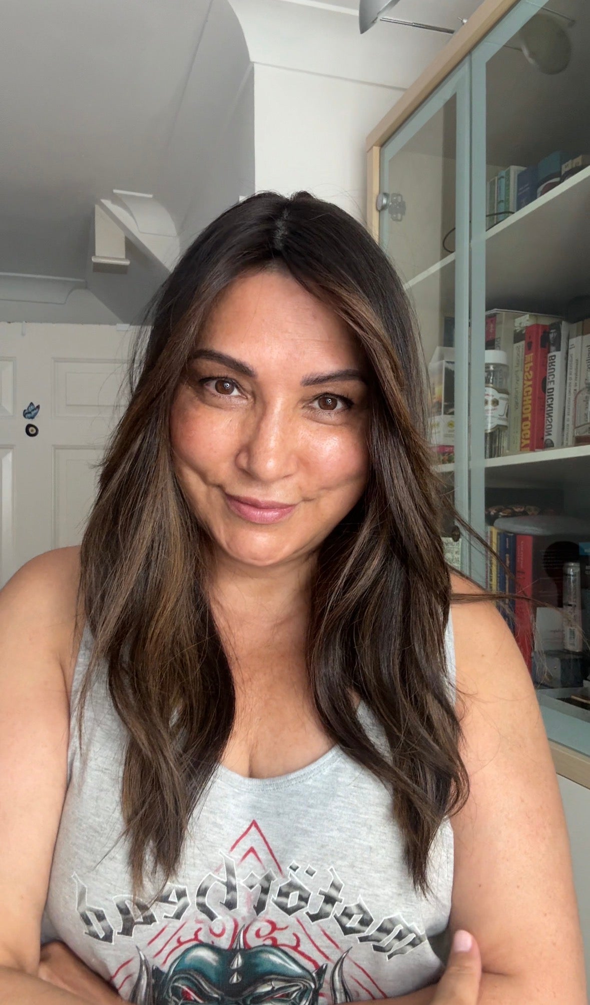 DARK BEOWN/SOFT BLACK VIRGIN TOPPER WITH ASHY RIBBON BALAYAGE