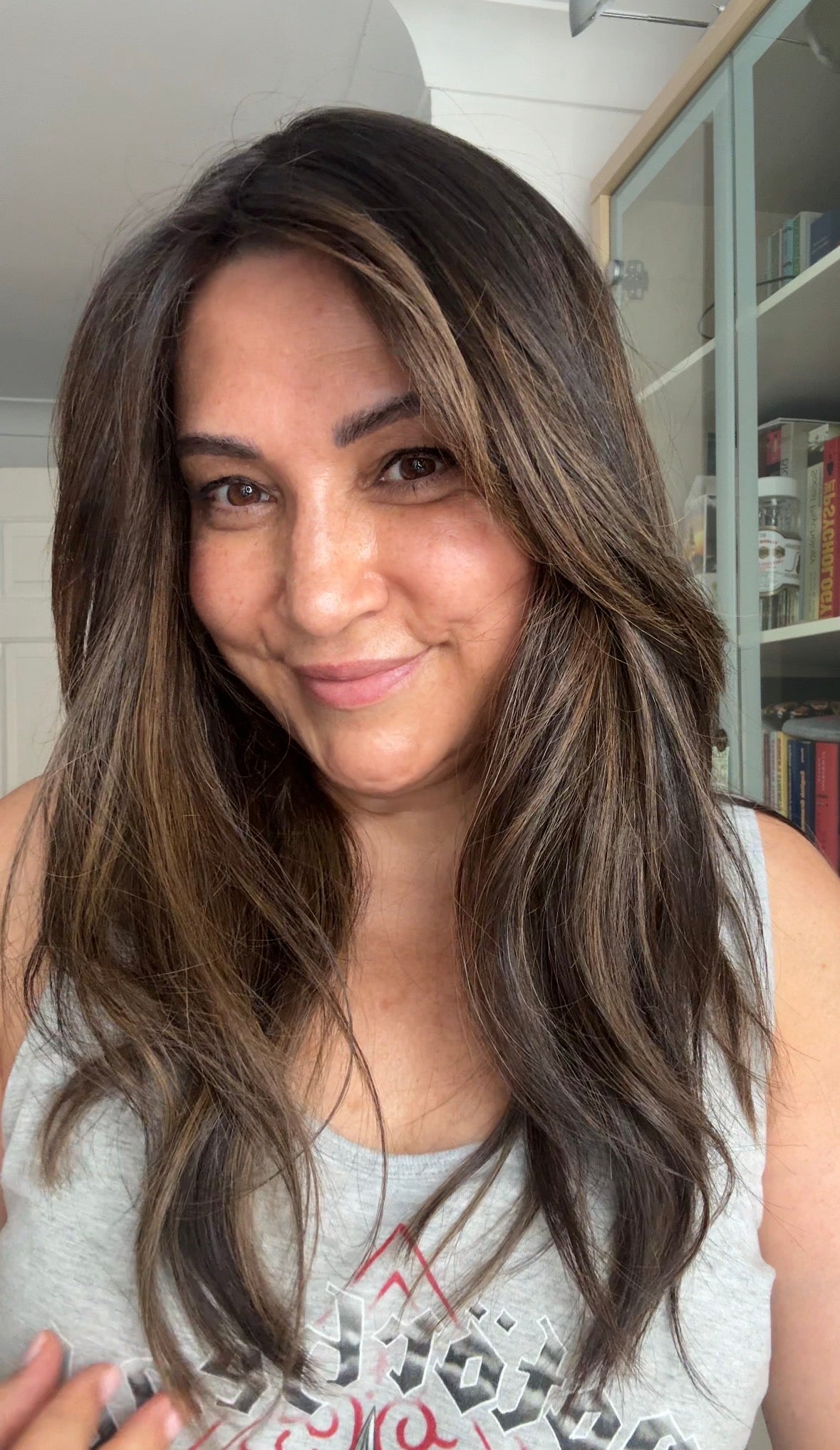 DARK BEOWN/SOFT BLACK VIRGIN TOPPER WITH ASHY RIBBON BALAYAGE