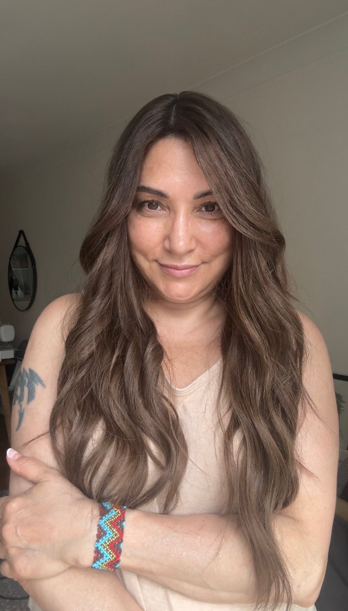 LIGHT BROWN TOPPER WITH SOFT SUBTLE CARAMEL BALAYAGE