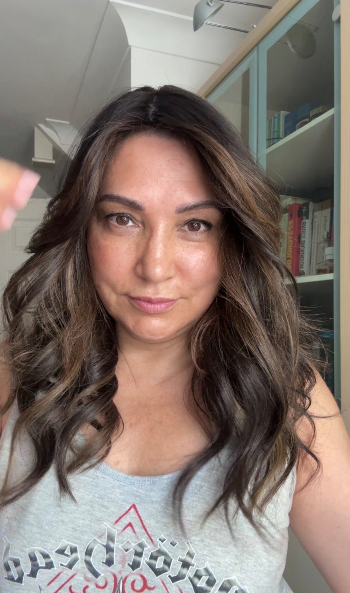 DARK BROWN/SOFT BLACK VIRGIN TOPPER WITH ASHY RIBBON BALAYAGE