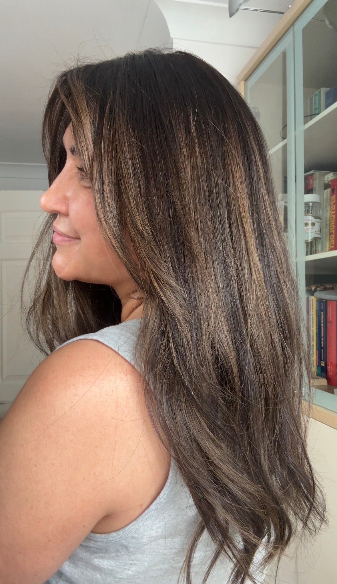 DARK BEOWN/SOFT BLACK VIRGIN TOPPER WITH ASHY RIBBON BALAYAGE