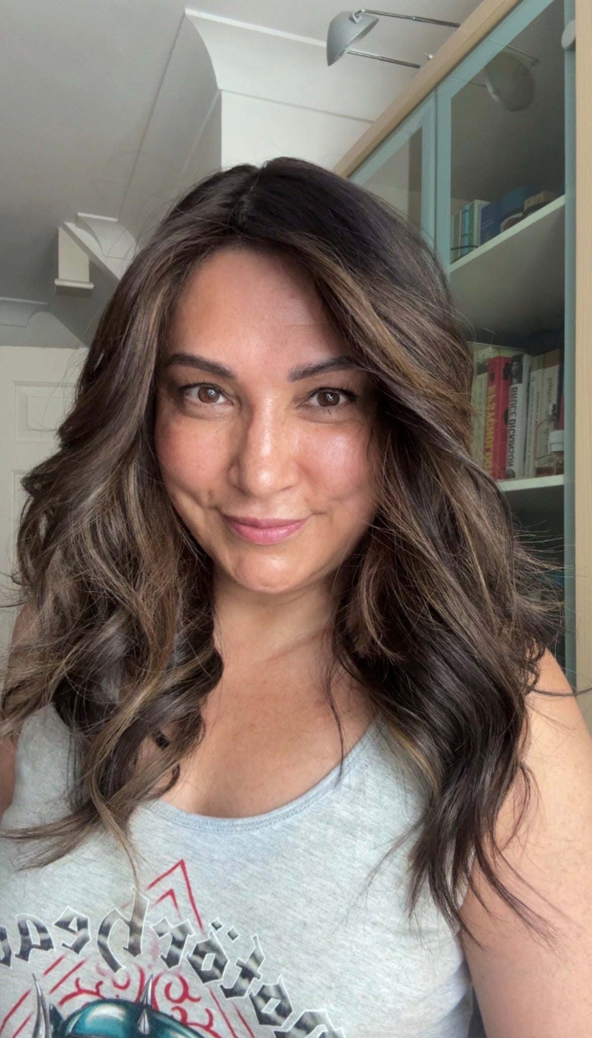 DARK BROWN/SOFT BLACK VIRGIN TOPPER WITH ASHY RIBBON BALAYAGE