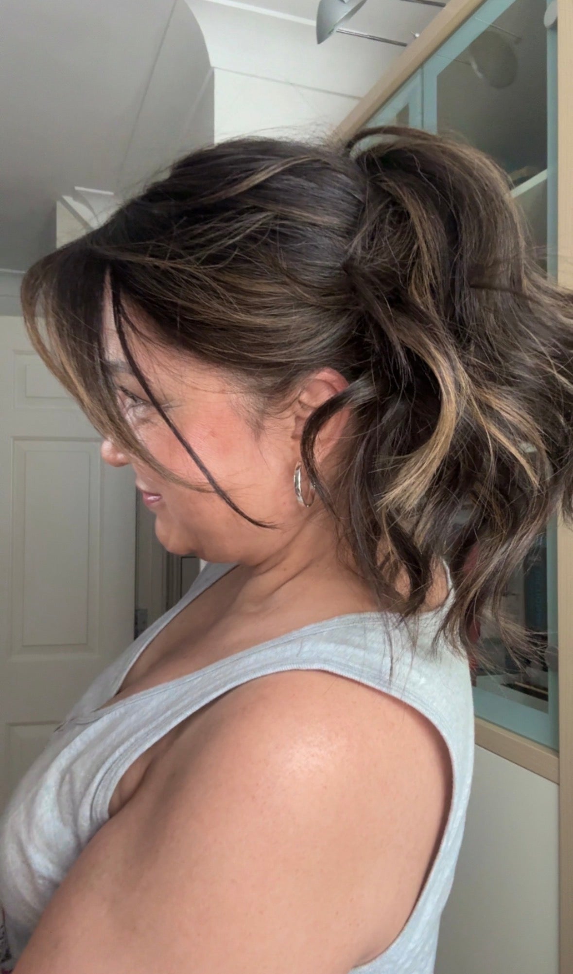 DARK BROWN/SOFT BLACK VIRGIN TOPPER WITH ASHY RIBBON BALAYAGE
