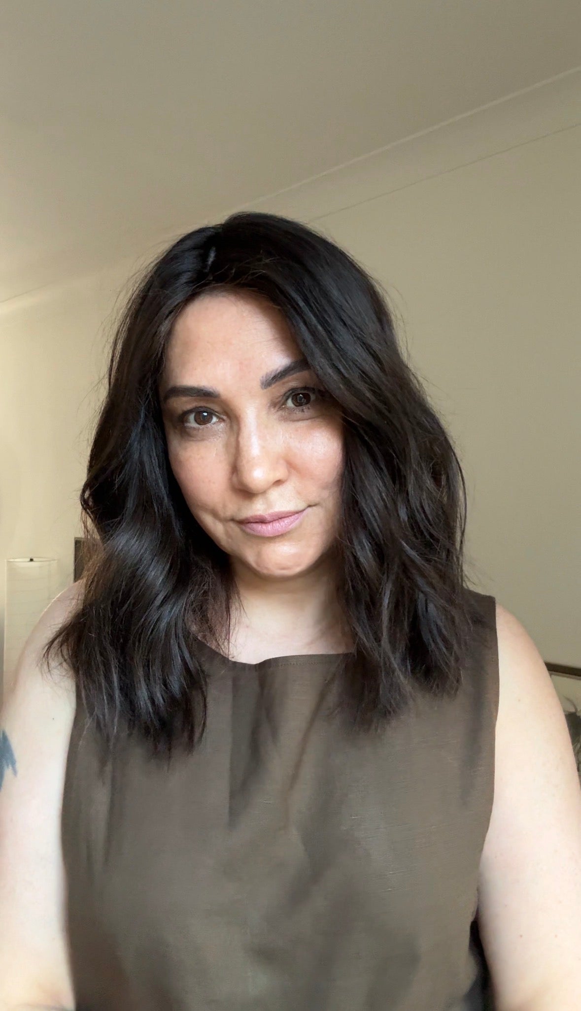 VIRGIN BASE DARK BROWN TOPPER WITH SOFT CARAMEL BALAYAGE