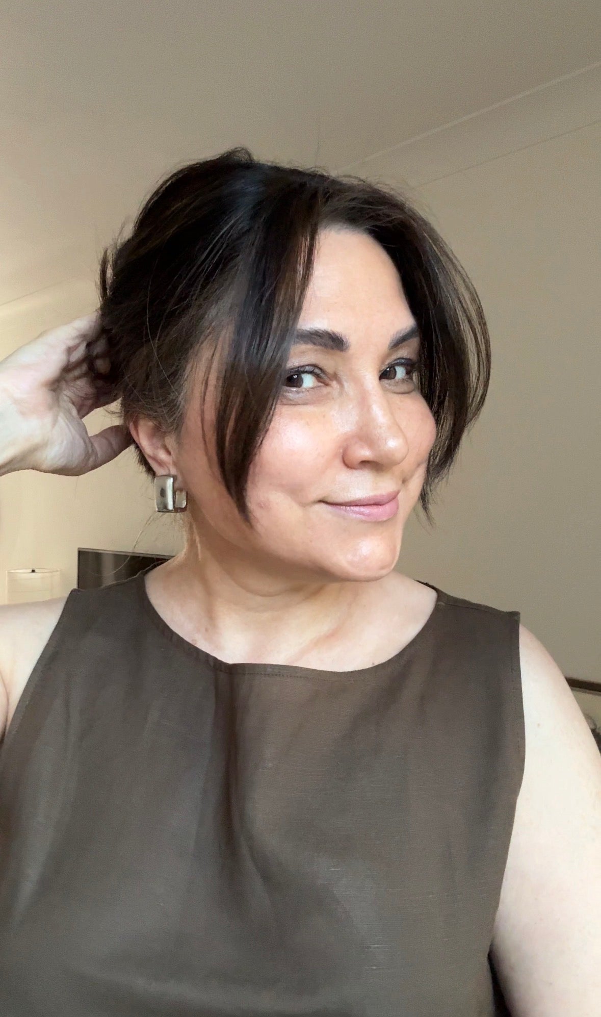 VIRGIN BASE DARK BROWN TOPPER WITH SOFT CARAMEL BALAYAGE