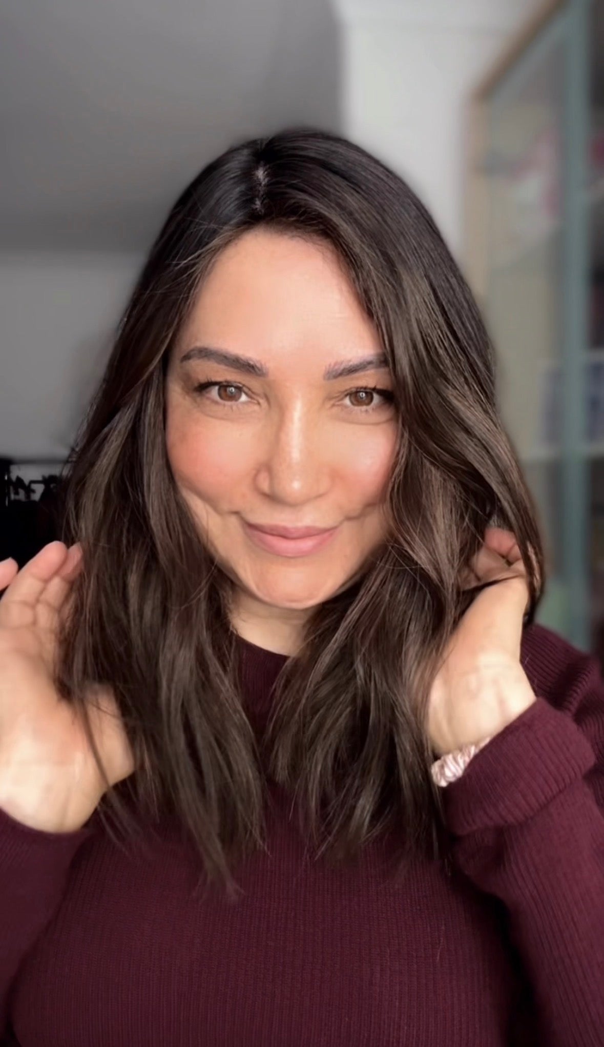 MEDIUM TO DARK BROWN ASHY BALAYAGE TOPPER