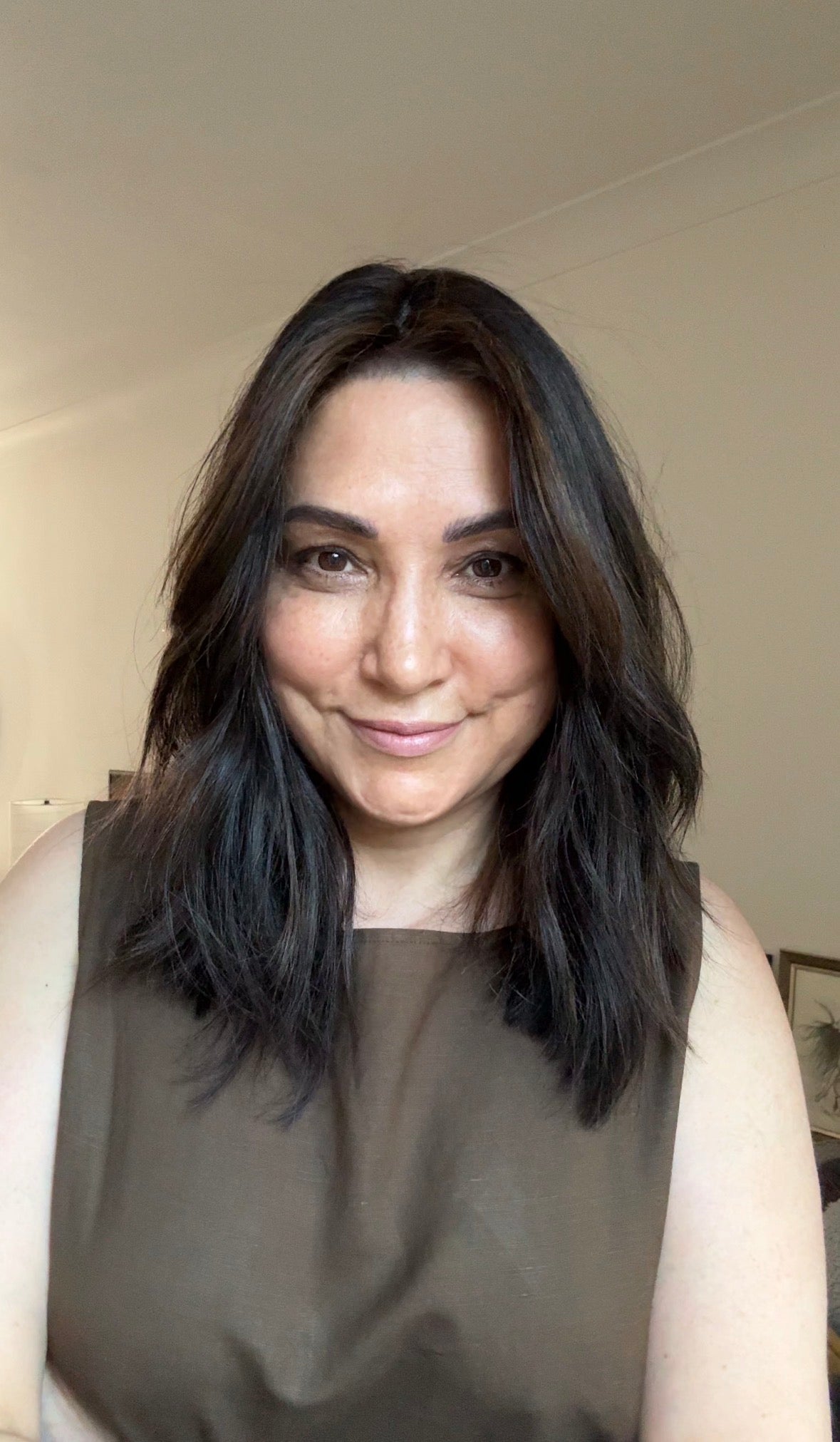 VIRGIN BASE DARK BROWN TOPPER WITH SOFT CARAMEL BALAYAGE
