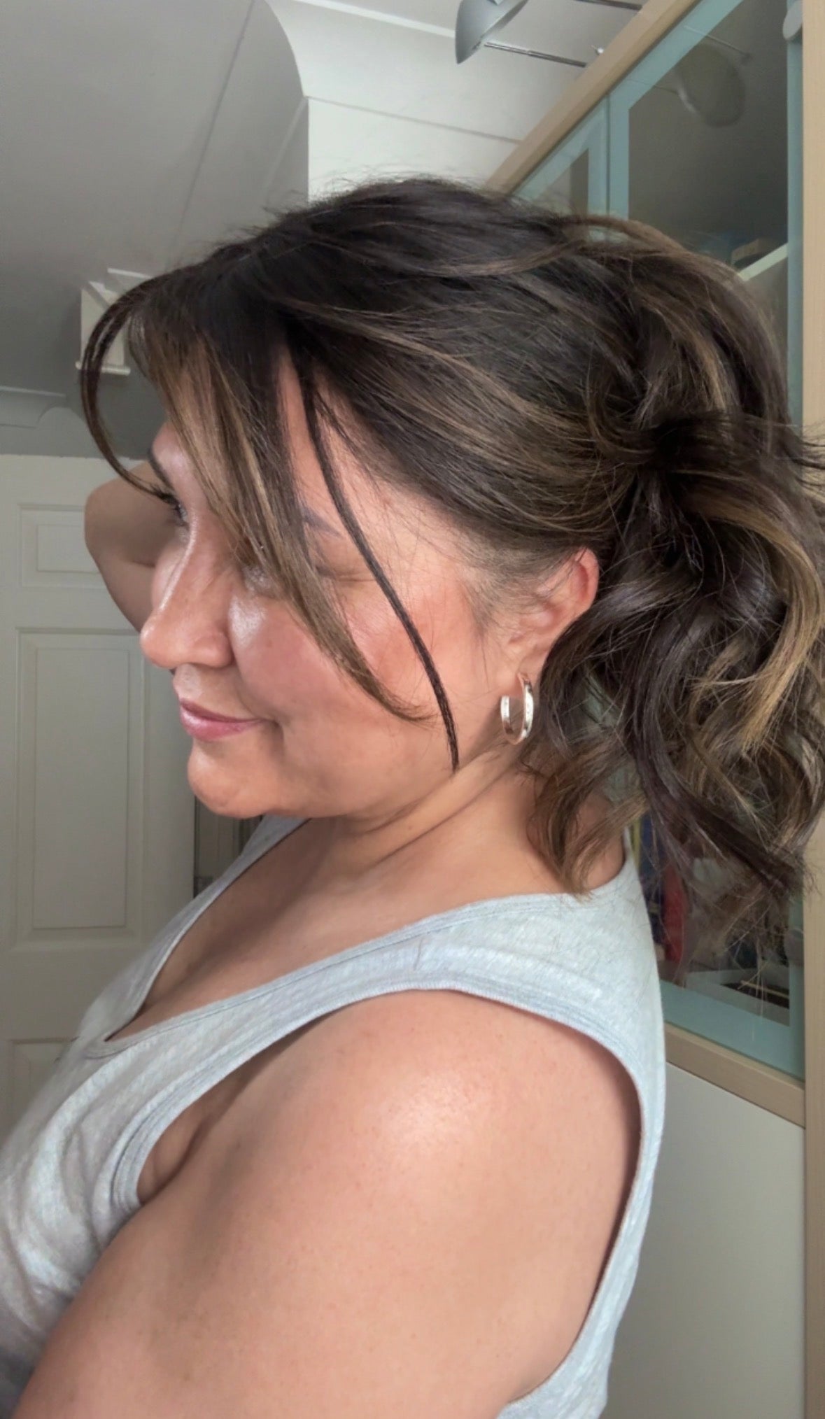 DARK BROWN/SOFT BLACK VIRGIN TOPPER WITH ASHY RIBBON BALAYAGE