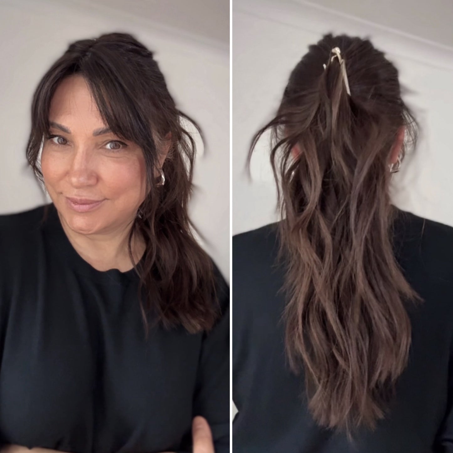 FEATHERLITE VIRGIN BROWN TOPPER WITH SUBTLE CARAMEL BALAYAGE