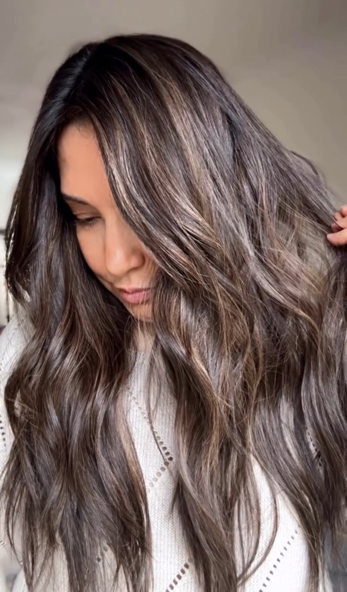 DARK BROWN ASHY BALAYAGE TOPPER