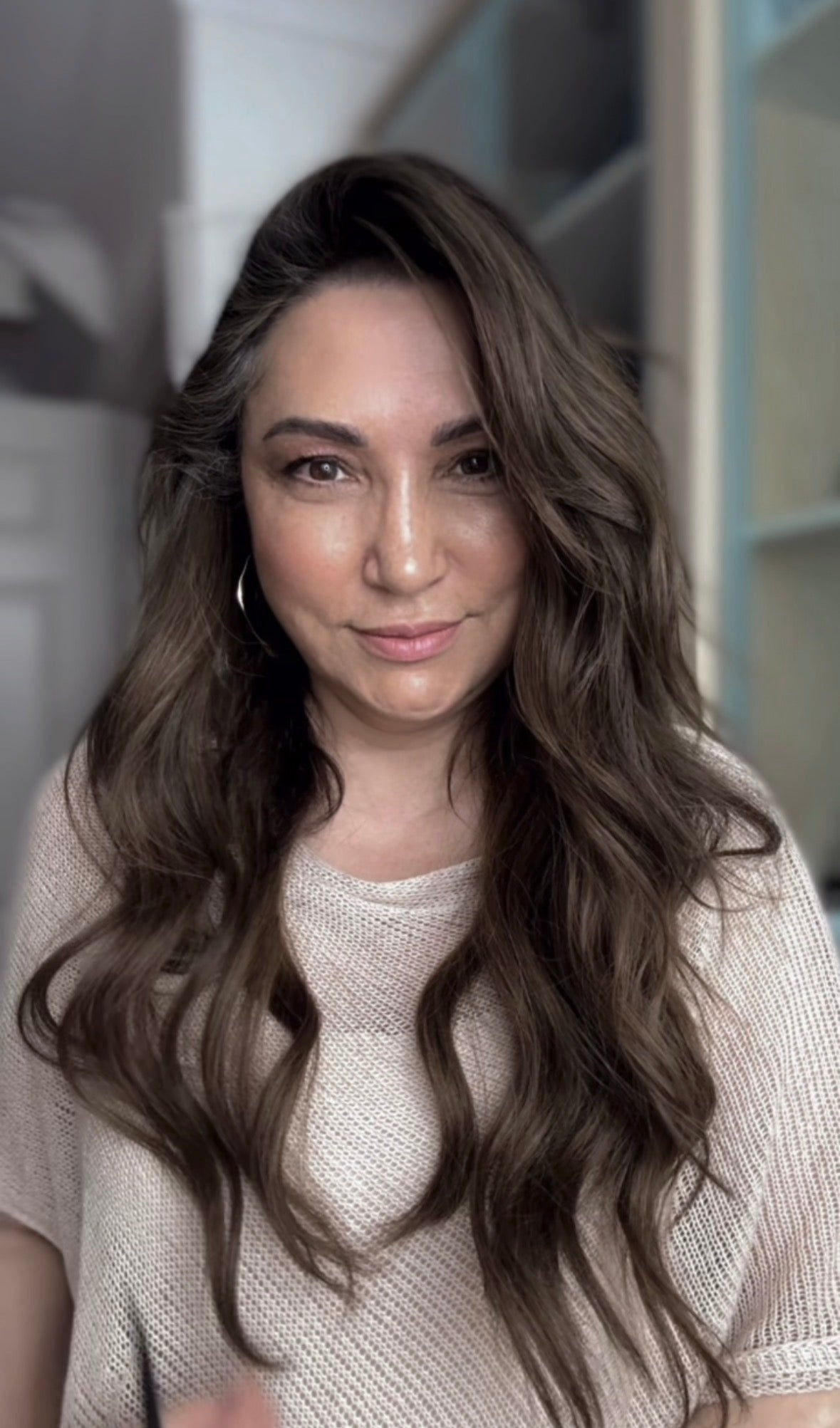 LIGHT BROWN TOPPER WITH SOFT SUBTLE CARAMEL BALAYAGE