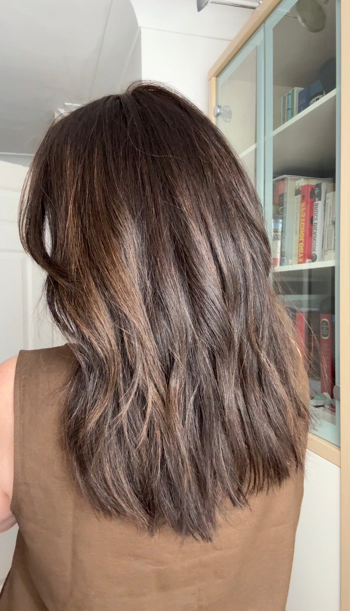 VIRGIN BASE DARK BROWN TOPPER WITH SOFT CARAMEL BALAYAGE