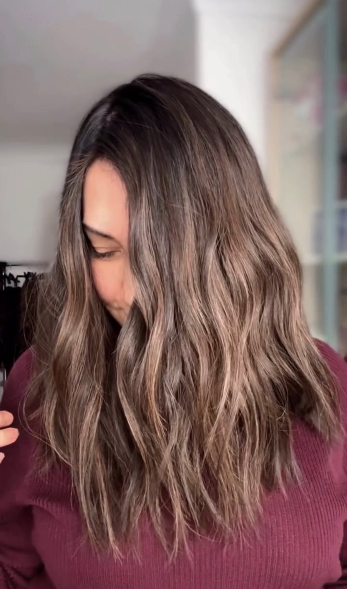 MEDIUM TO DARK BROWN ASHY BALAYAGE TOPPER