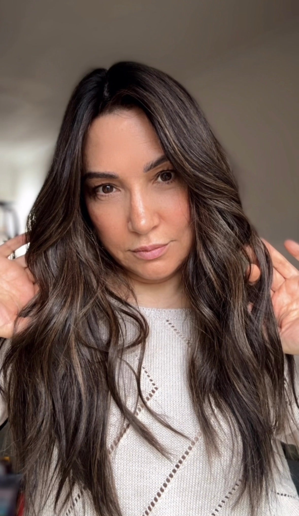 DARK BROWN ASHY BALAYAGE TOPPER