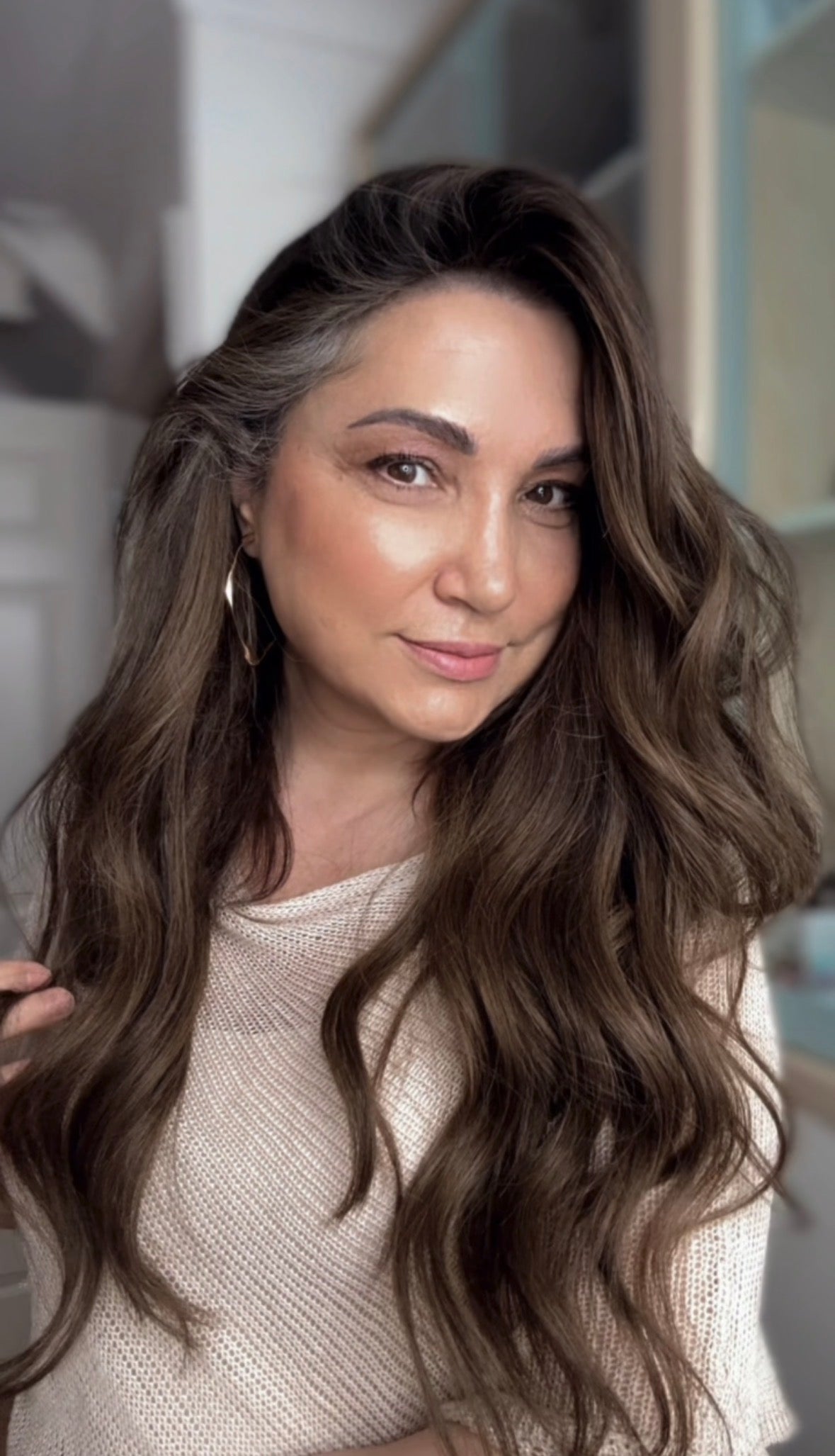 LIGHT BROWN TOPPER WITH SOFT SUBTLE CARAMEL BALAYAGE