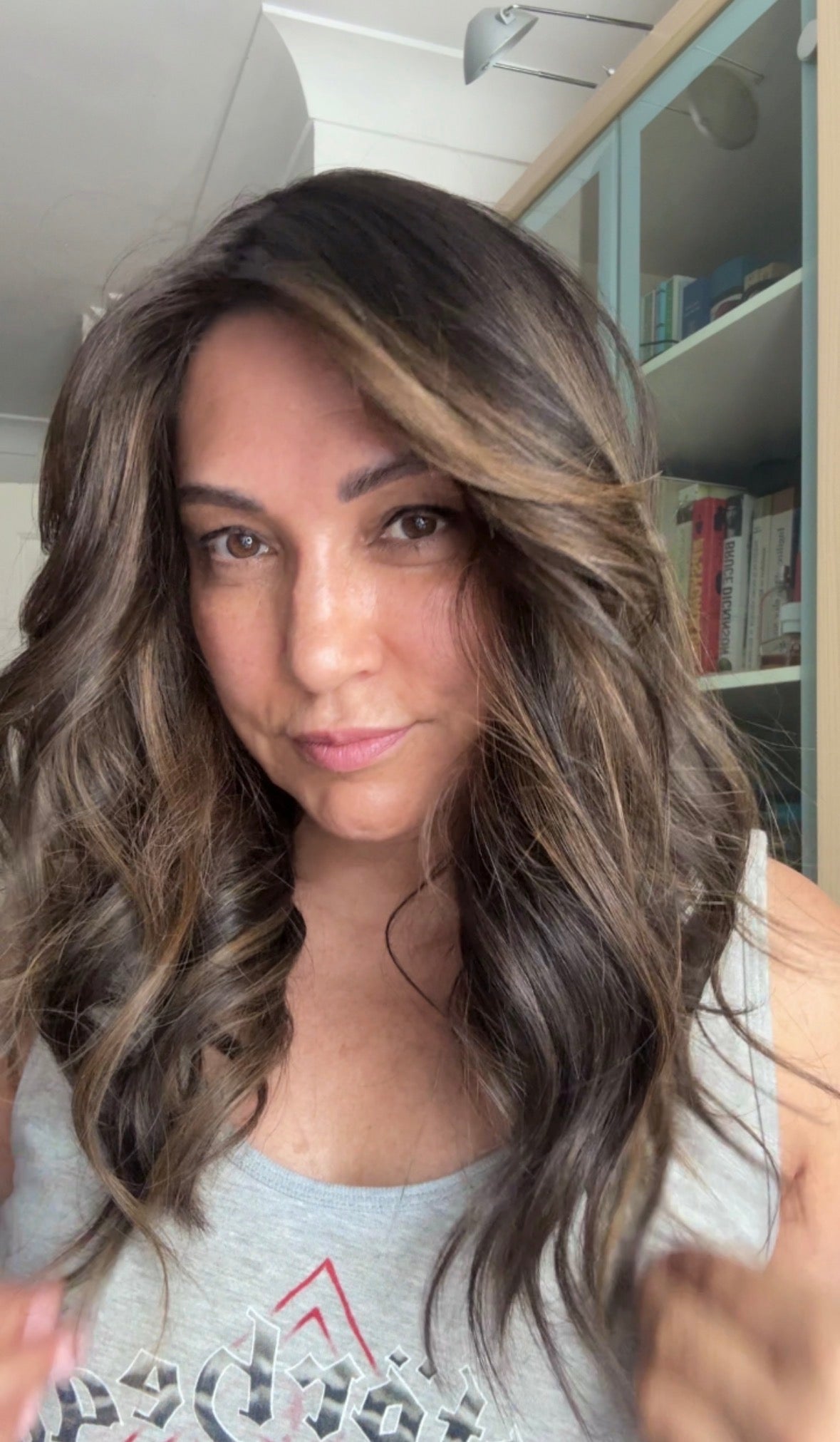 DARK BROWN/SOFT BLACK VIRGIN TOPPER WITH ASHY RIBBON BALAYAGE