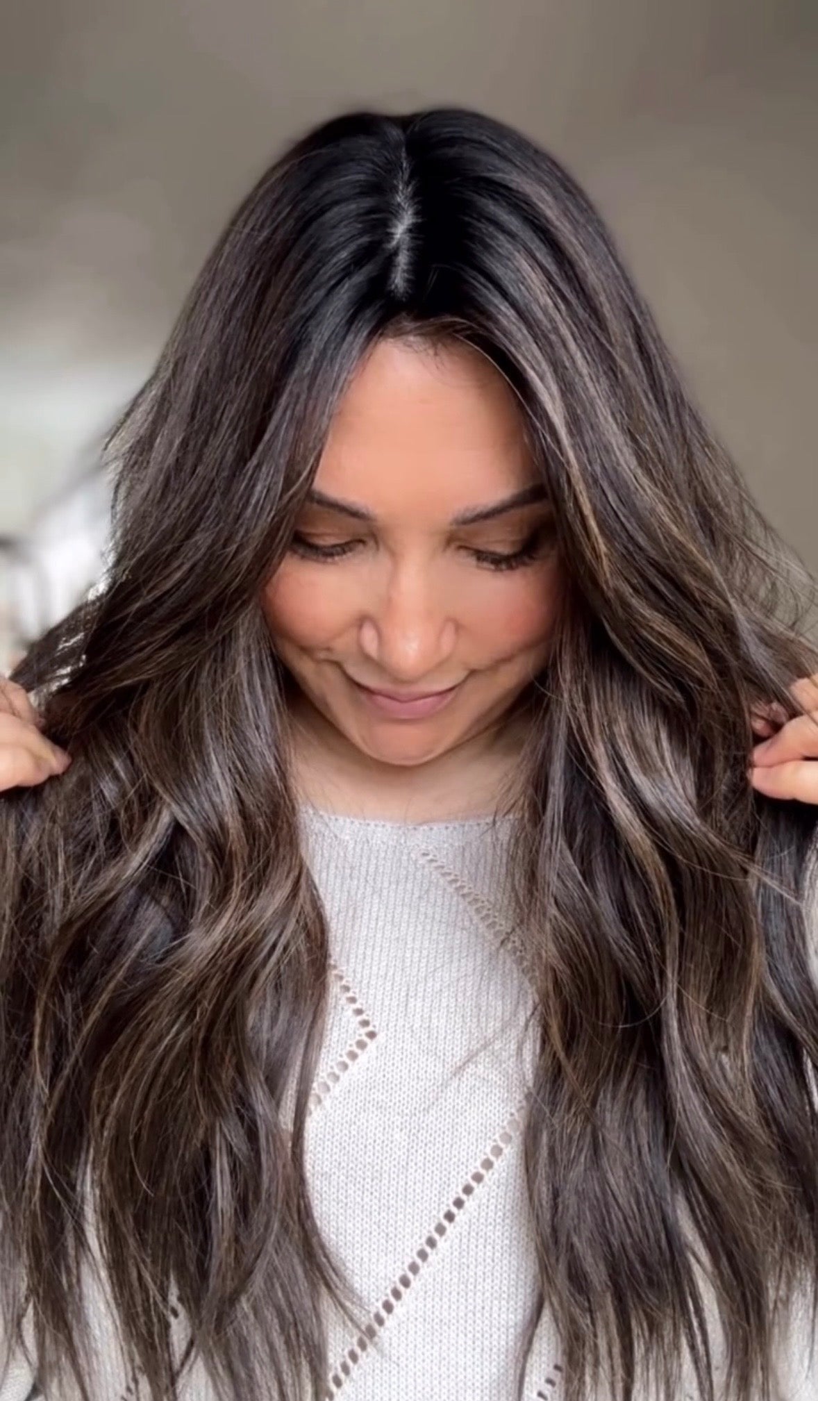 DARK BROWN ASHY BALAYAGE TOPPER
