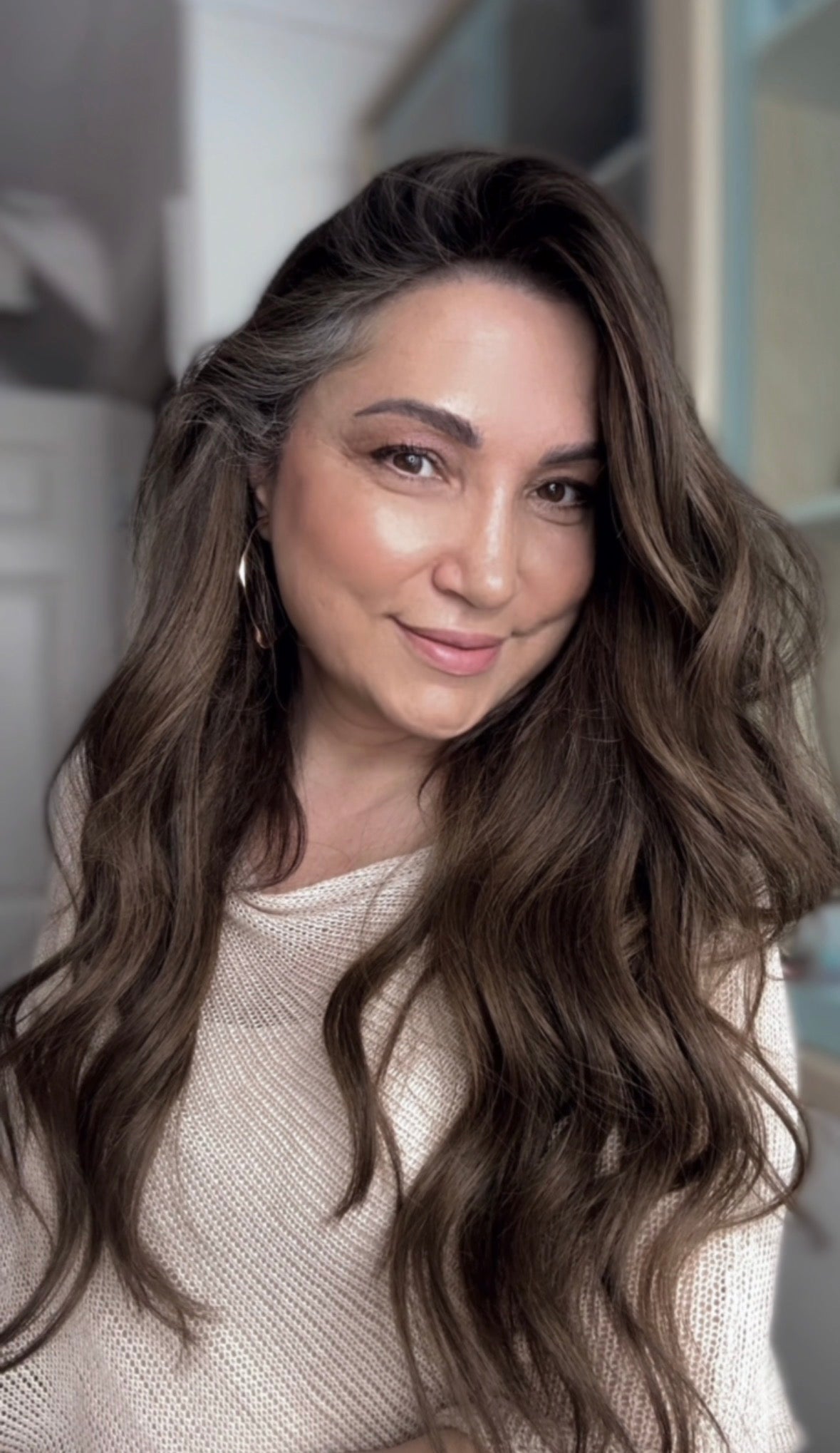 LIGHT BROWN TOPPER WITH SOFT SUBTLE CARAMEL BALAYAGE