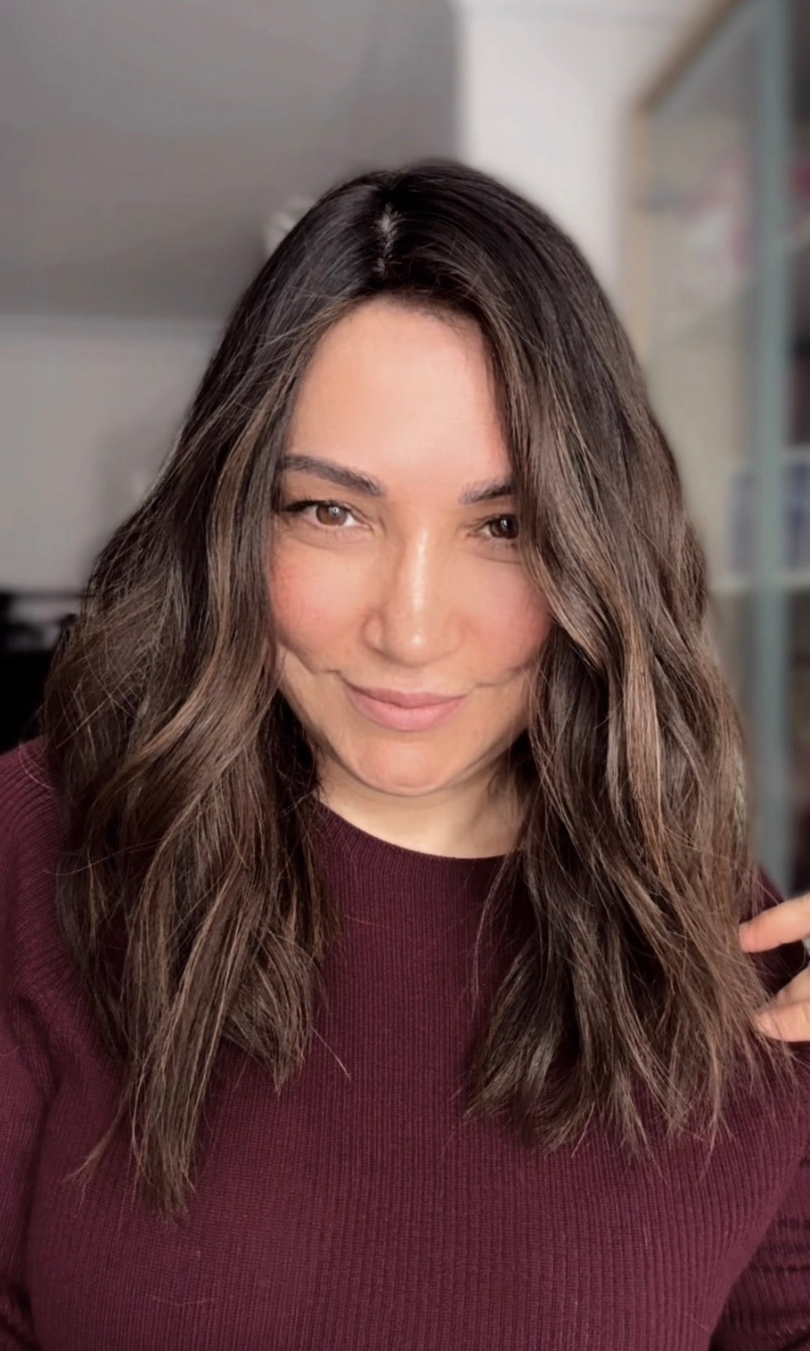 MEDIUM TO DARK BROWN ASHY BALAYAGE TOPPER