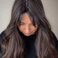 FEATHERLITE VIRGIN BROWN TOPPER WITH SUBTLE CARAMEL BALAYAGE