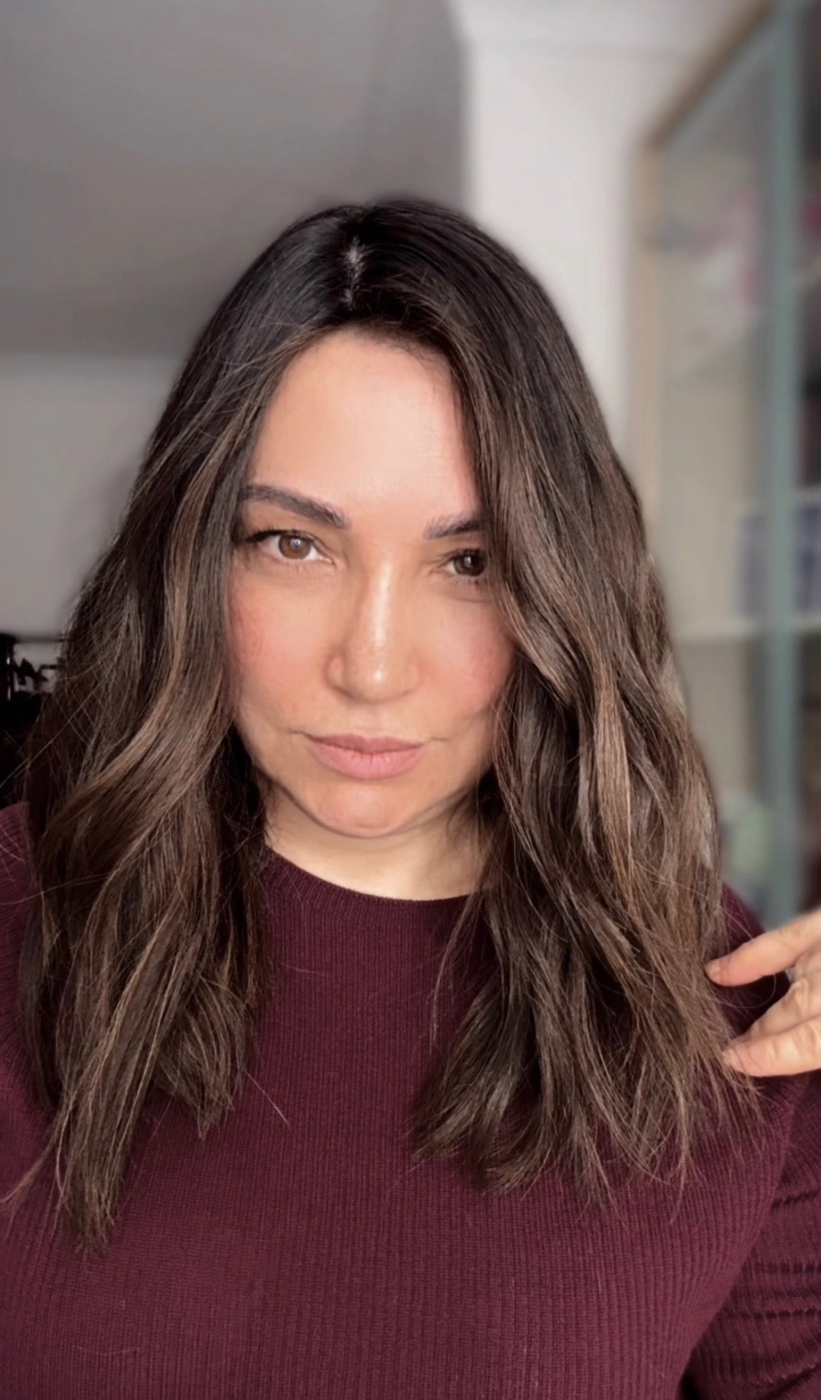MEDIUM TO DARK BROWN ASHY BALAYAGE TOPPER