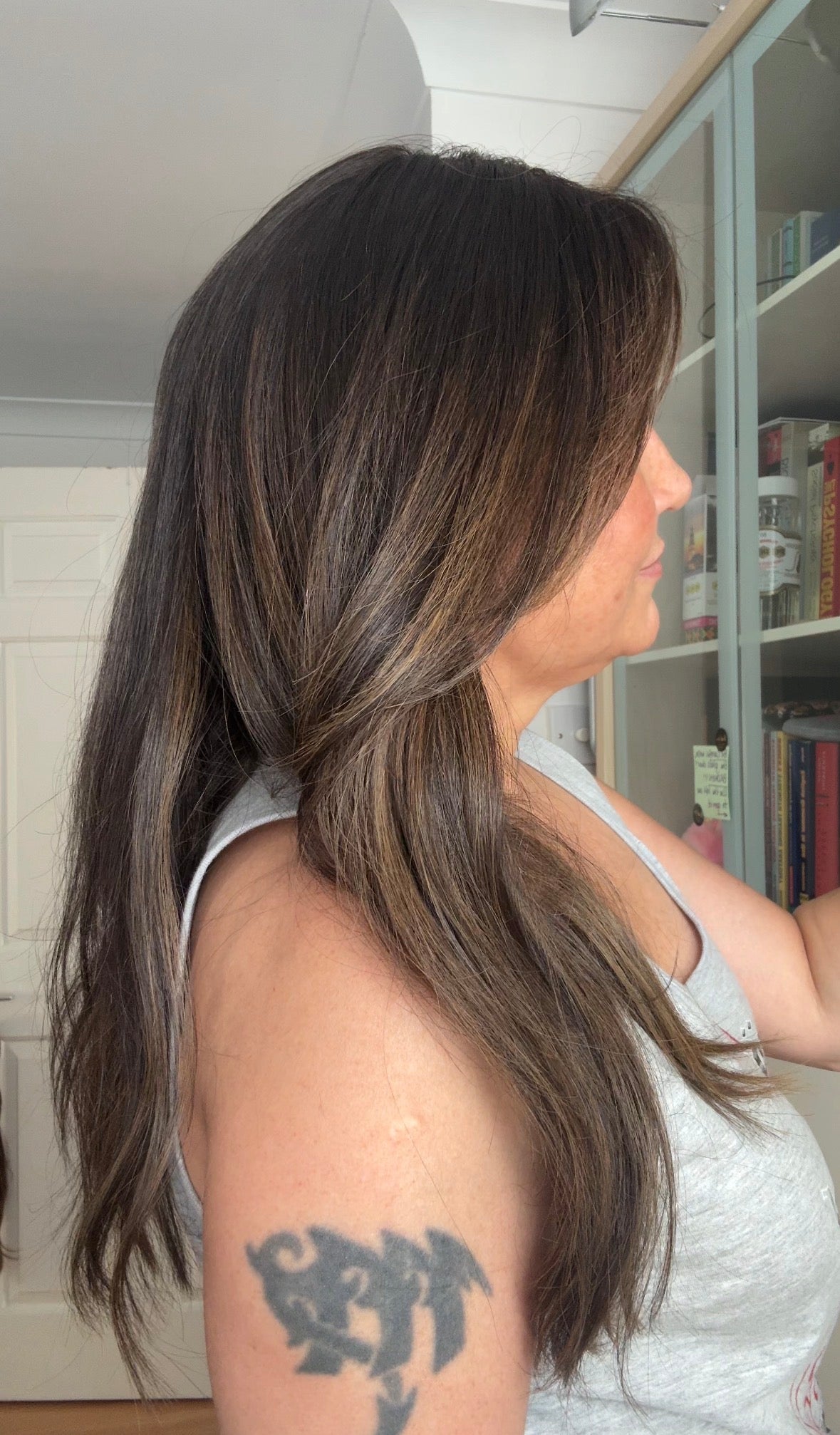 DARK BEOWN/SOFT BLACK VIRGIN TOPPER WITH ASHY RIBBON BALAYAGE