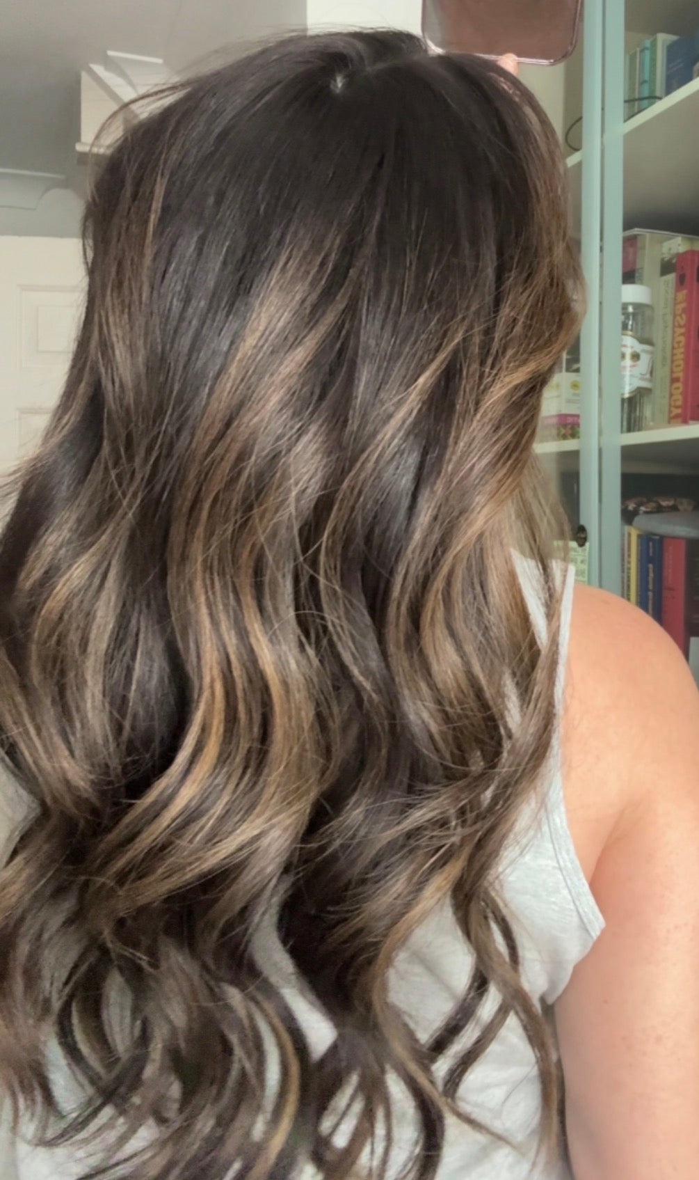 DARK BROWN/SOFT BLACK VIRGIN TOPPER WITH ASHY RIBBON BALAYAGE