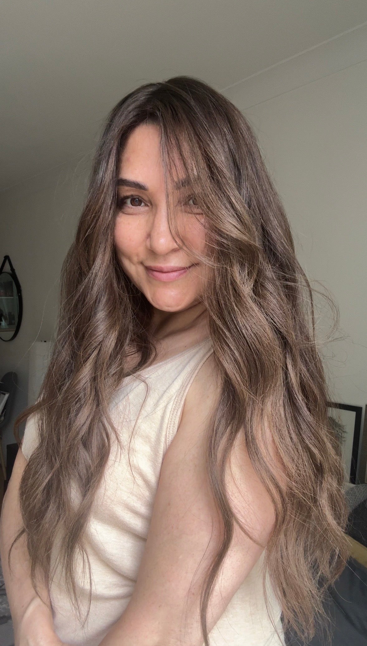 LIGHT BROWN TOPPER WITH SOFT SUBTLE CARAMEL BALAYAGE