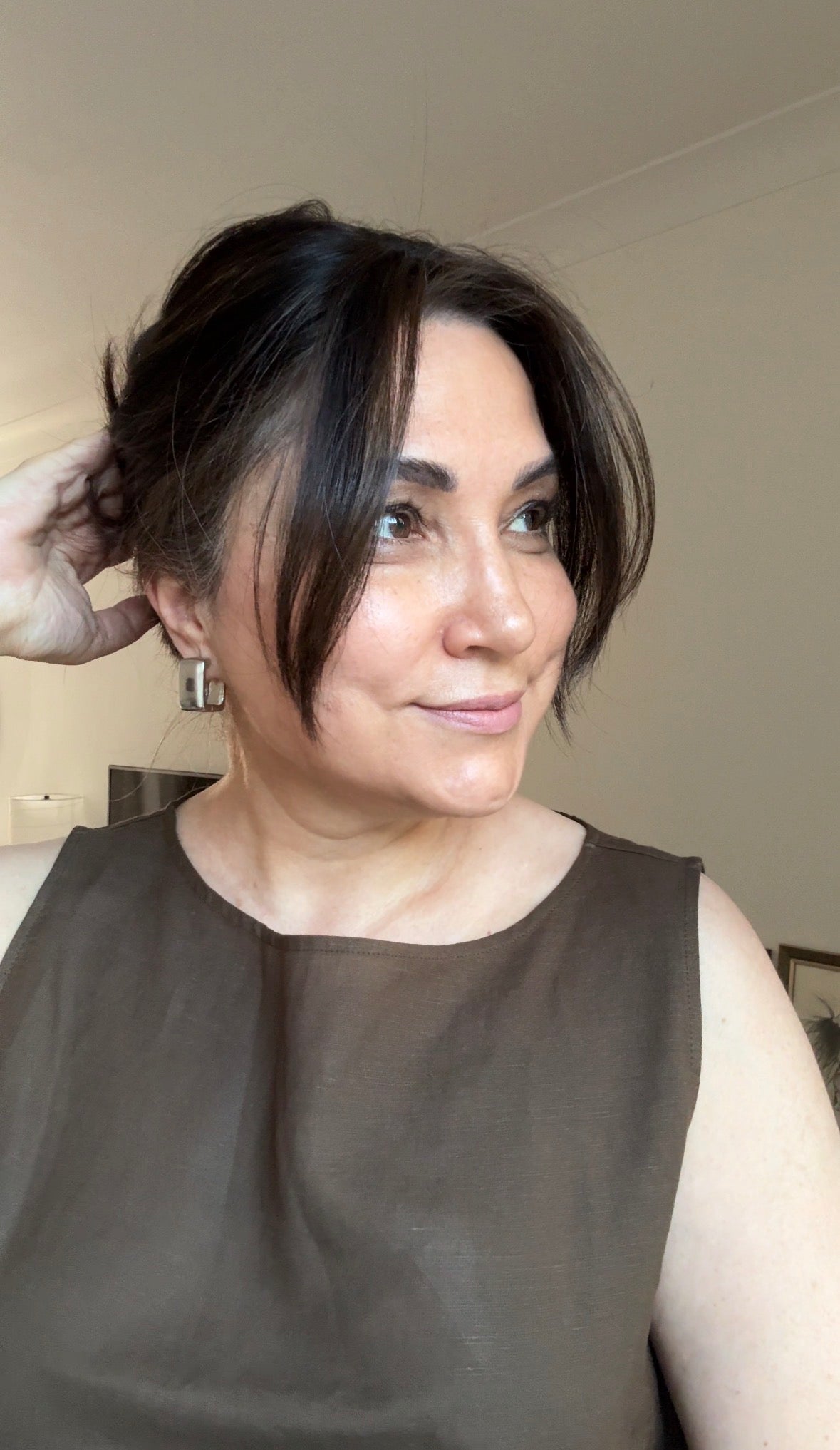VIRGIN BASE DARK BROWN TOPPER WITH SOFT CARAMEL BALAYAGE