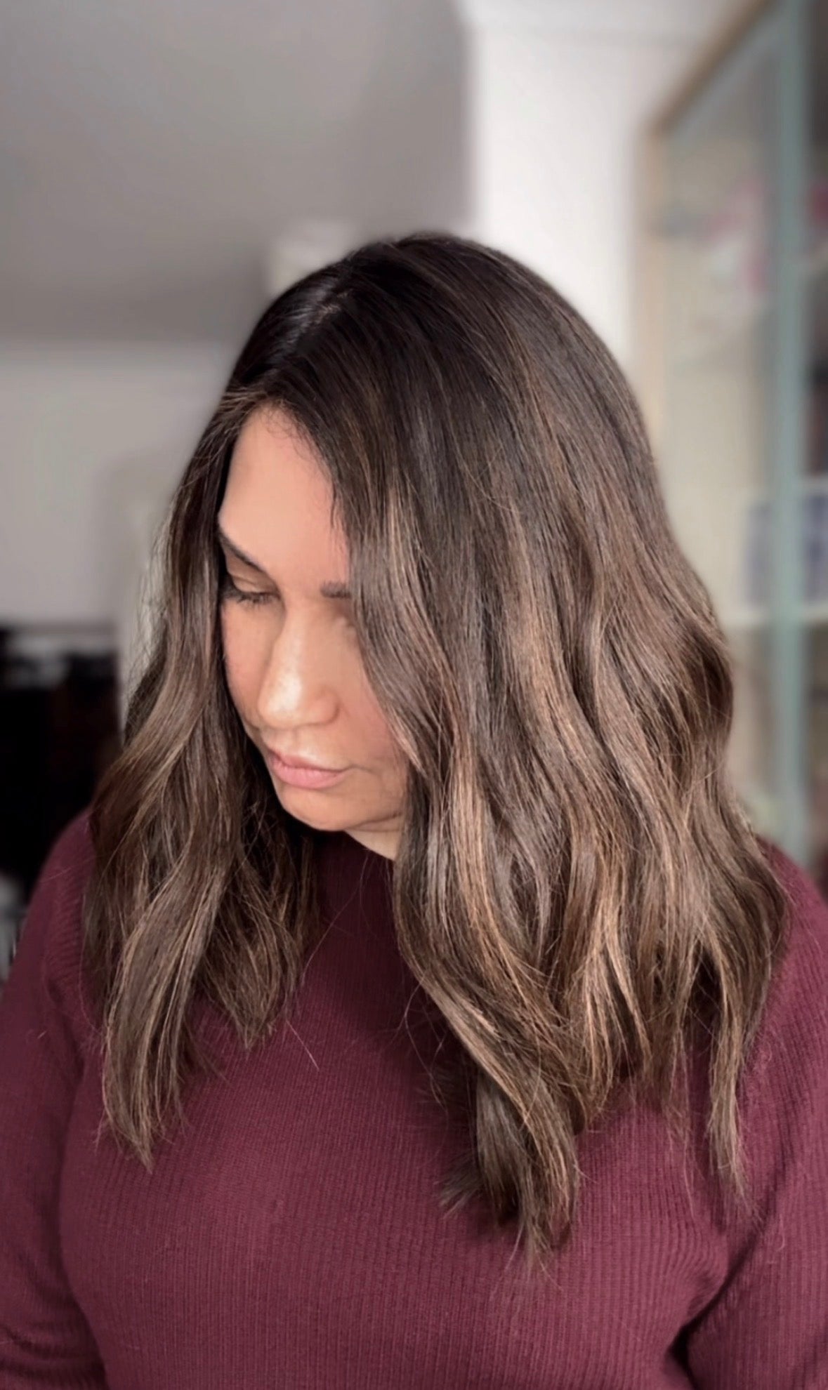MEDIUM TO DARK BROWN ASHY BALAYAGE TOPPER