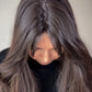 FEATHERLITE VIRGIN BROWN TOPPER WITH SUBTLE CARAMEL BALAYAGE