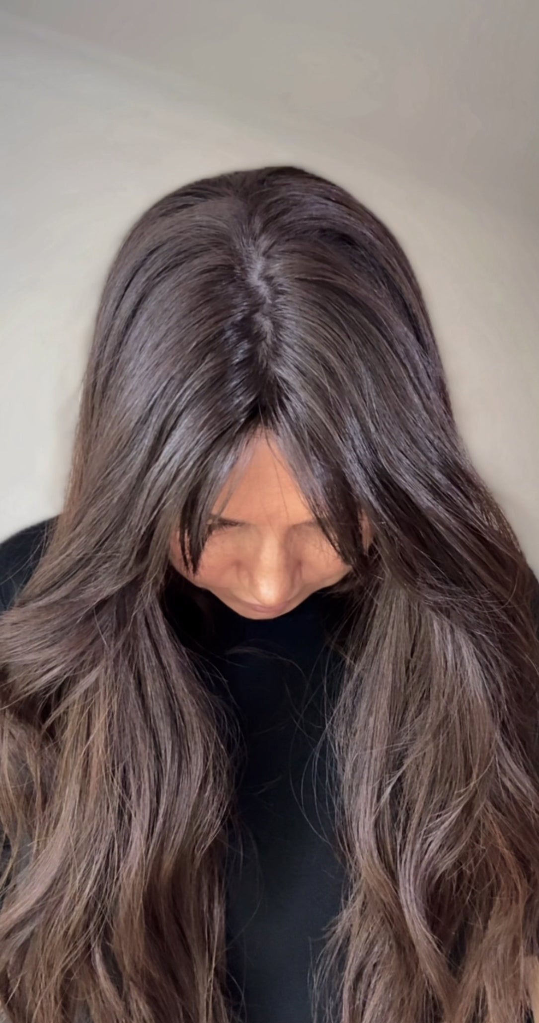 FEATHERLITE VIRGIN BROWN TOPPER WITH SUBTLE CARAMEL BALAYAGE