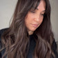 FEATHERLITE VIRGIN BROWN TOPPER WITH SUBTLE CARAMEL BALAYAGE