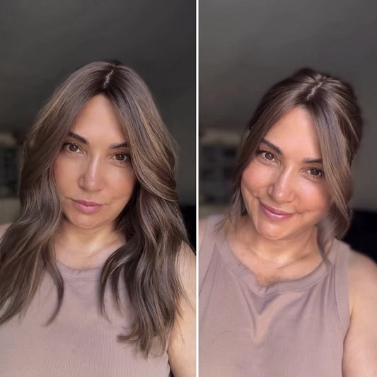 FEATHERLITE MEDUIM/LIGHT BROWN ASHY BALAYAGE TOPPER