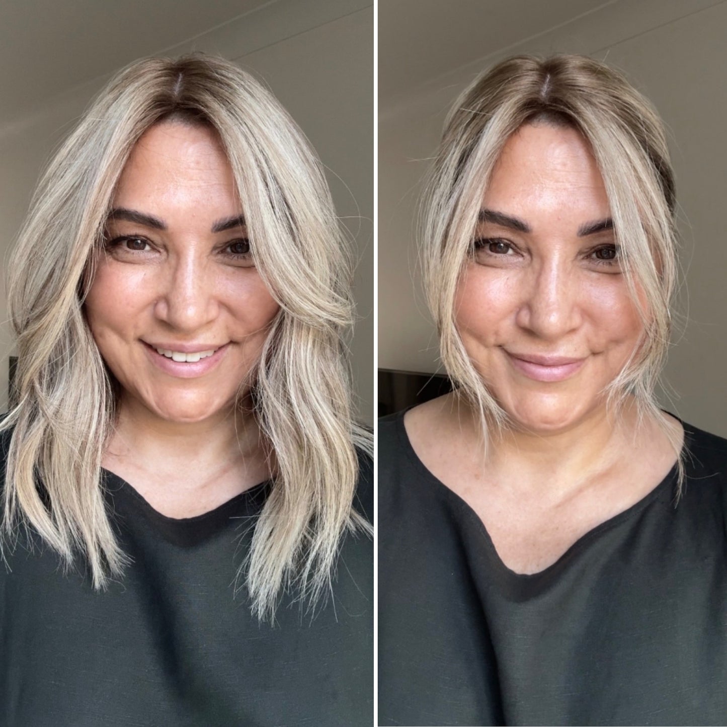 ASH BLONDE TOPPER WITH SUBTLE SOFT ROOT SHADOW
