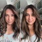 DARK BROWN/SOFT BLACK VIRGIN TOPPER WITH ASHY RIBBON BALAYAGE