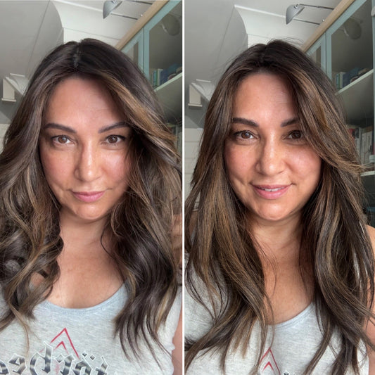 DARK BEOWN/SOFT BLACK VIRGIN TOPPER WITH ASHY RIBBON BALAYAGE